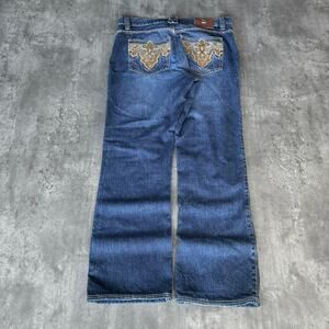 Vintage Y2K Antik Denim Embroidered Boot Cut Graphic Denim Jeans